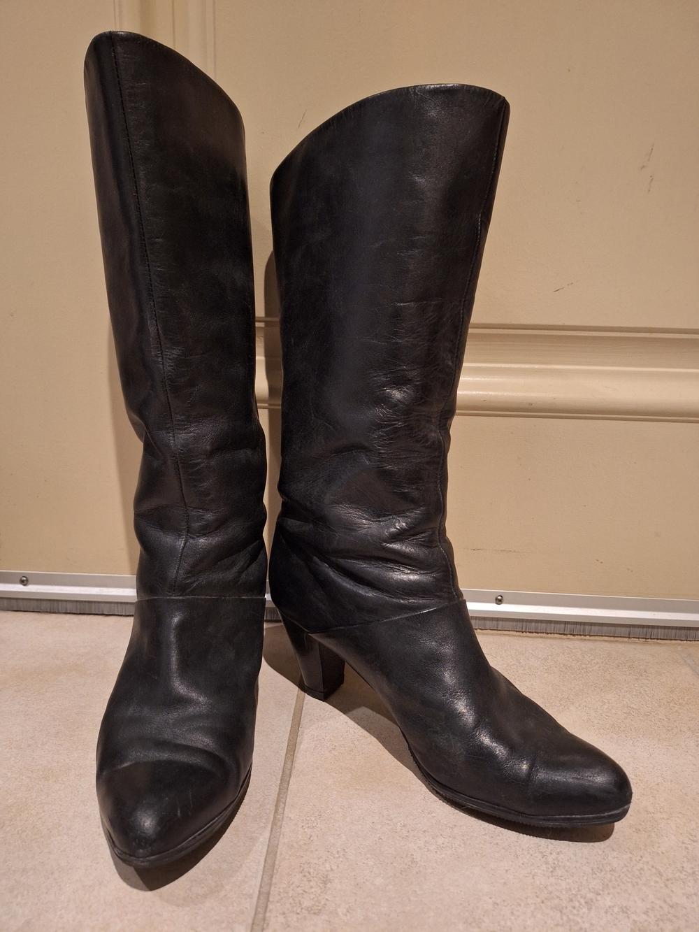 Classic Black Leather Mid-Calf Women's Boots
